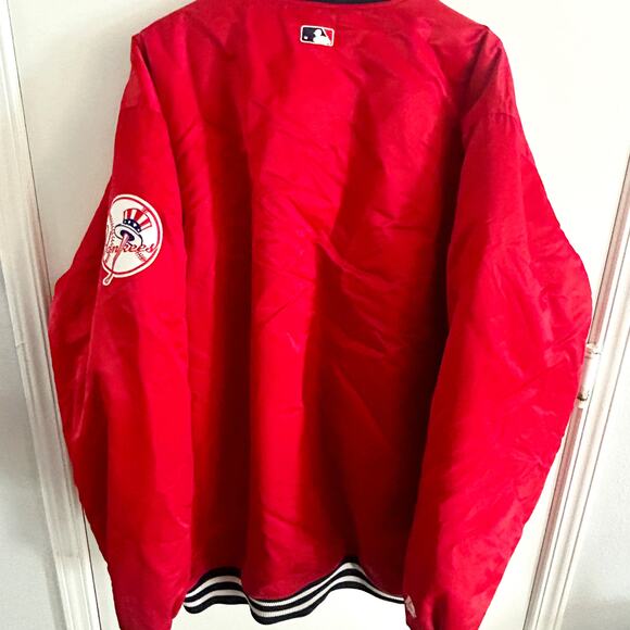 Vintage 90's Majestic Varsity Jacket MLB New York Yankees Satin Red Mens Sz 4XL - Picture 3 of 11